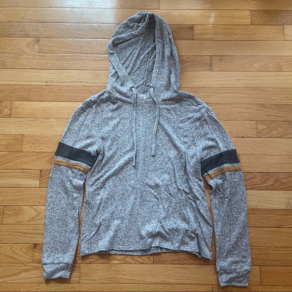 Pink Rose Grey Football Sleeve Hoodie